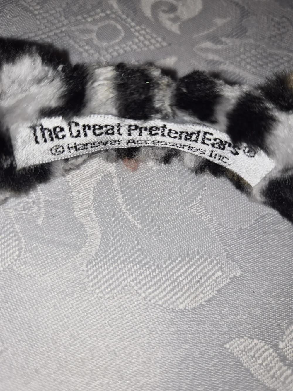Plush Cat Ear Headband for Pets - Black & White Faux Fur